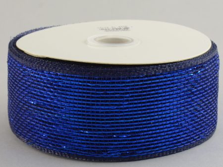 2.5  Poly Deco Mesh Ribbon: Metallic Navy Royal Sale