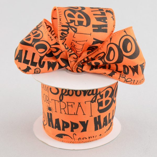 2.5  Halloween Print Orange Satin Ribbon (10 Yards) Online now