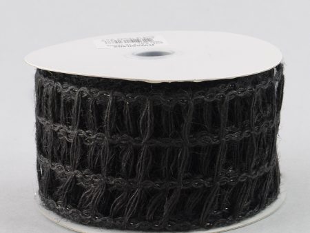 2.5  Jute Window Pane Mesh Ribbon: Black (10 Yards) Online