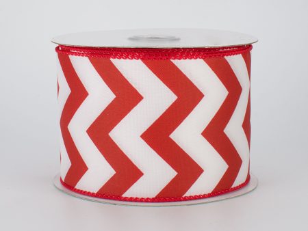 2.5  Satin Chevron Ribbon: Red & White (10 Yards) Fashion