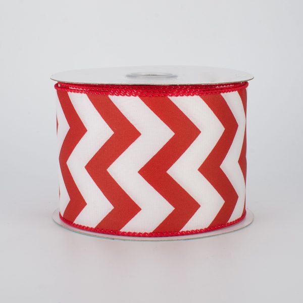 2.5  Satin Chevron Ribbon: Red & White (10 Yards) Fashion