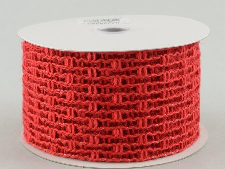 2.5  Jute Mesh Ribbon: Red (10 Yards) Online