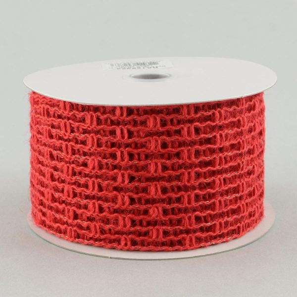 2.5  Jute Mesh Ribbon: Red (10 Yards) Online