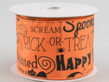 2.5  Halloween Print Orange Satin Ribbon (10 Yards) Online now