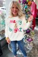 White Merry & Bright Round Neck Casual Sweater Discount