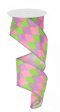 2.5  Harlequin Print Ribbon: Pink, Purple & Lime (10 Yards) Discount