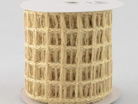 4  Jute Window Pane Mesh Ribbon: Natural (10 Yards) Hot on Sale