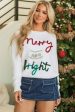 White Tinsel Merry and Bright Graphic Christmas Sweater Online Hot Sale