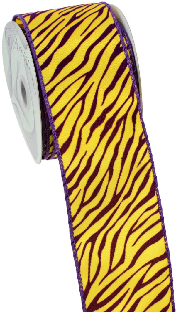 2.5  Purple Gold Tiger Stripe Ribbon (10 Yards) Fashion