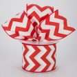 2.5  Satin Chevron Ribbon: Red & White (10 Yards) Fashion