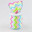 4  Satin Spring Chevron Ribbon: Blue, Pink & Lime Hot on Sale