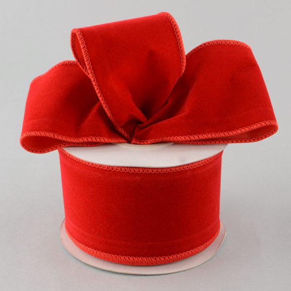 2.5  Red Velvet Wired Ribbon (10 Yards) For Sale