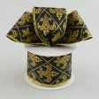 2.5  Black Gold Harlequin Fleur De Lis Ribbon (10 Yards) Online Sale