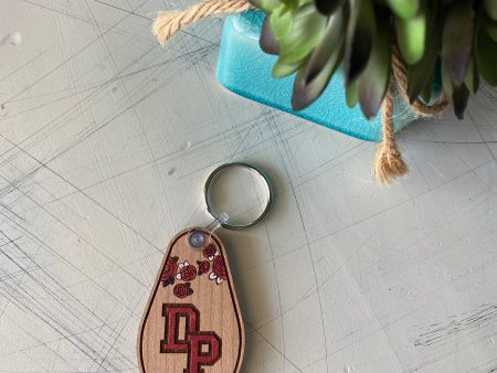 De Pere logo motel-style wood keychain - floral Discount