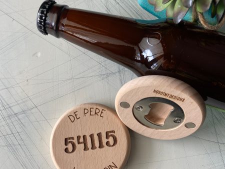 Customized zip code and city wood bottle opener on Sale