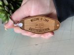 Welcome to Camp Quitcherbitchin - Wood Motel-style Keychain Fashion