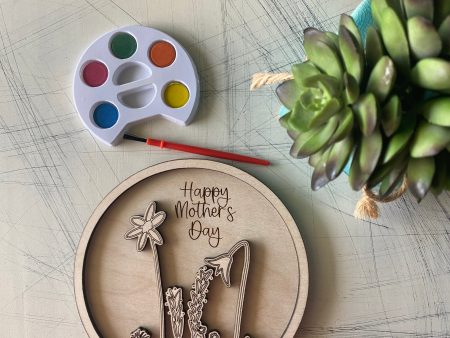 Mother s Day Wildflowers Craft Kit - Wood Canvas + Watercolor Fashion