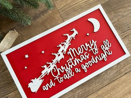 Merry Christmas to all and to all a goodnight - red 3D Santa scene framed wood sign Online