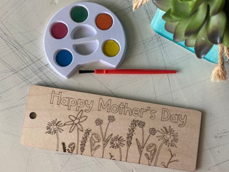 Happy Mother s Day bookmark craft kit with wood bookmark + watercolors Online Sale