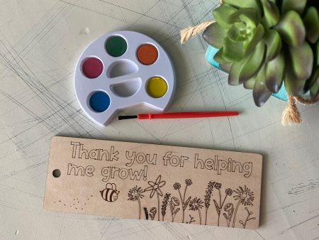 Thank you for helping me grow bookmark craft kit with wood bookmark + watercolors Online Hot Sale