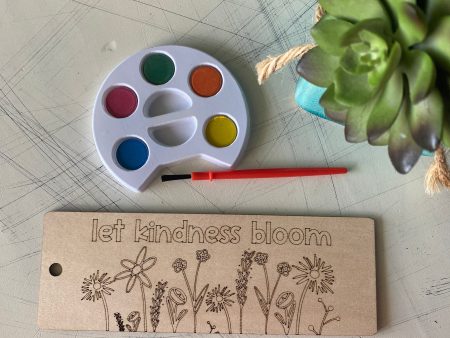 Let kindness bloom - bookmark craft kit with wood bookmark + watercolors Online now