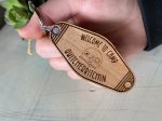 Welcome to Camp Quitcherbitchin - Wood Motel-style Keychain Fashion