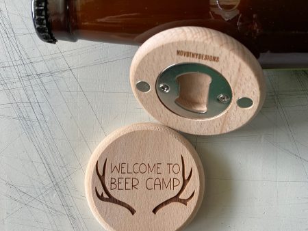 Welcome to Beer Camp - magnetic wood bottle opener For Cheap