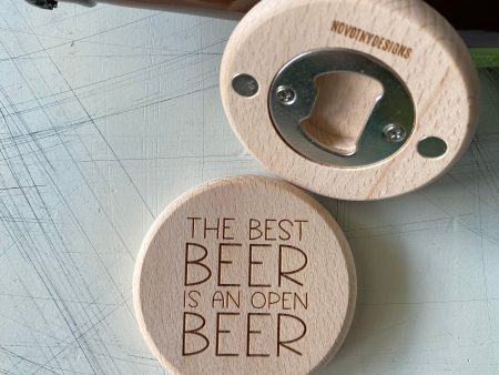 The best beer is an open beer - magnetic wood bottle opener Supply