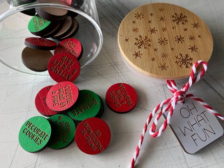 Holiday family fun - winter activity token jar - 30 wood tokens For Cheap