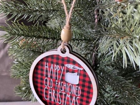 Happy Old Fashioned Christmas  - 3 inch round ornament Cheap