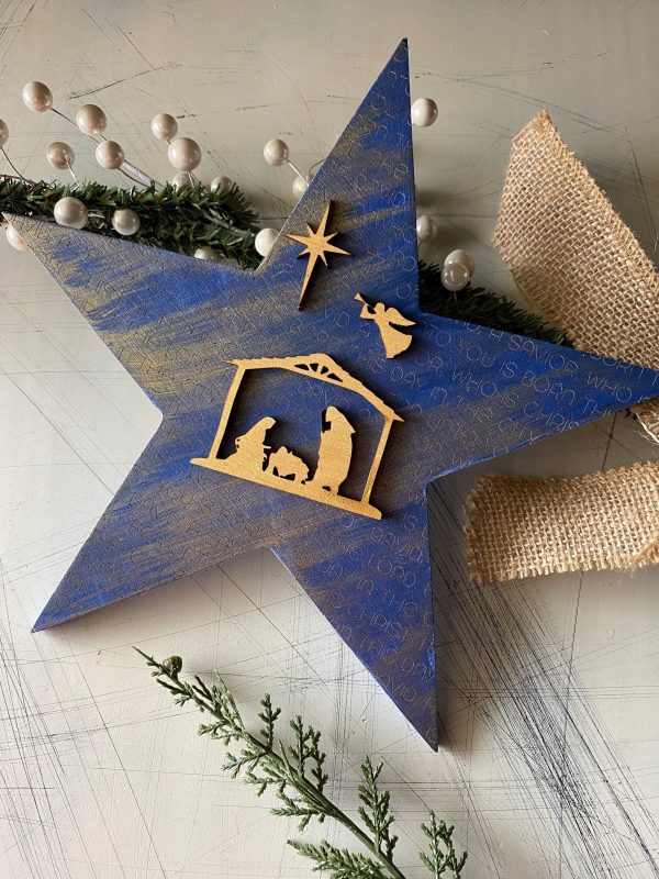 Navy and gold Christmas star Online Hot Sale