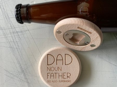 Dad. Noun. Father. See also: superhero - magnetic wood bottle opener Fashion