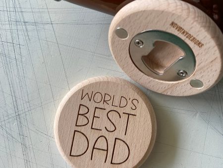 World’s Best Dad - magnetic wood bottle opener Online Sale