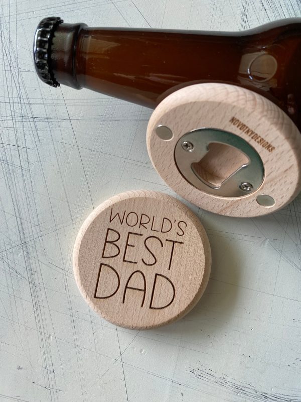 World’s Best Dad - magnetic wood bottle opener Online Sale