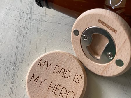 My dad is my hero - magnetic wood bottle opener Online now